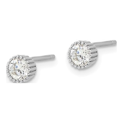 Sterling Silver 4mm Round CZ Stud Earrings – view 3