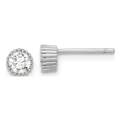 Sterling Silver 4mm Round CZ Stud Earrings