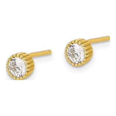 Gold-Plated Sterling Silver 4mm Round CZ Stud Earrings – view 3
