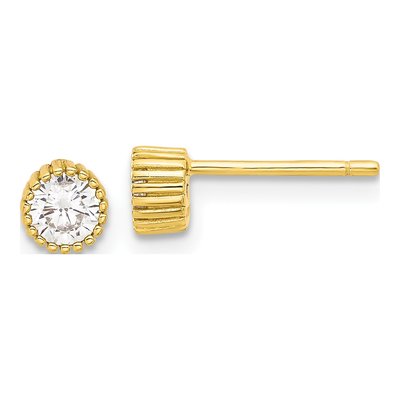Gold-Plated Sterling Silver 4mm Round CZ Stud Earrings