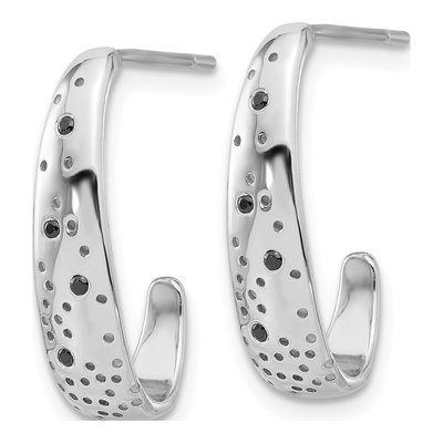 Sterling Silver 20mm CZ J- Hoop Earrings – view 3