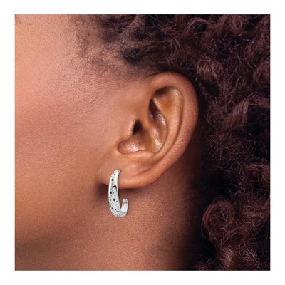 Sterling Silver 20mm CZ J- Hoop Earrings – view 4