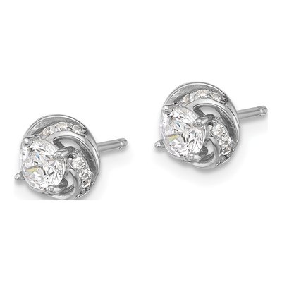 Sterling Silver Round CZ Swirl Circle Stud Earrings – view 3