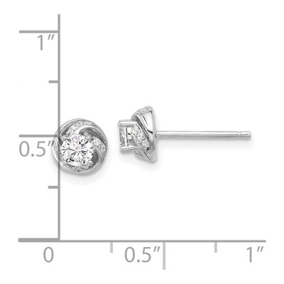 Sterling Silver Round CZ Swirl Circle Stud Earrings – view 5