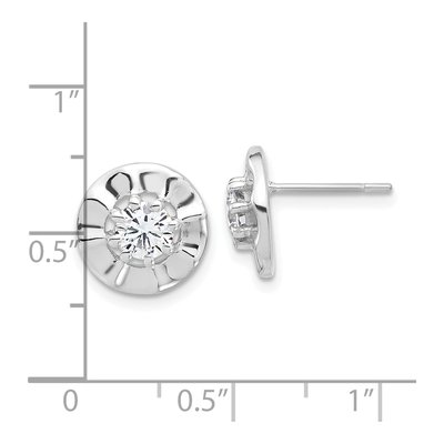 Sterling Silver Round CZ Rippled Halo Stud Earrings – view 5