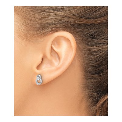 Sterling Silver Round CZ Double Circle Stud Earrings – view 4