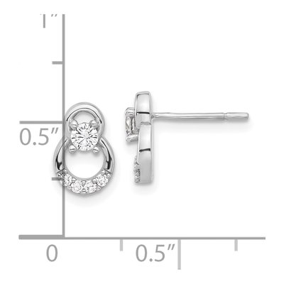 Sterling Silver Round CZ Double Circle Stud Earrings – view 5