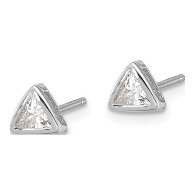Sterling Silver 4mm Trillion CZ Triangle Stud Earrings – view 3