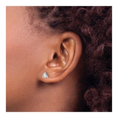Sterling Silver 4mm Trillion CZ Triangle Stud Earrings – view 4