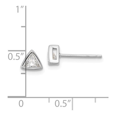 Sterling Silver 4mm Trillion CZ Triangle Stud Earrings – view 5
