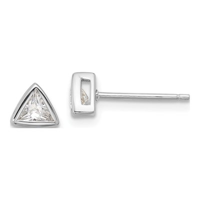 Sterling Silver 4mm Trillion CZ Triangle Stud Earrings