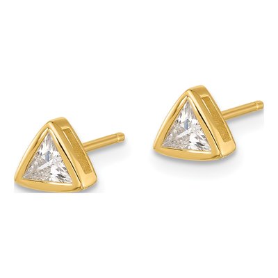 Gold-Plated Sterling Silver 4mm Trillion CZ Triangle Stud Earrings – view 3