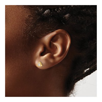 Gold-Plated Sterling Silver 4mm Trillion CZ Triangle Stud Earrings – view 4