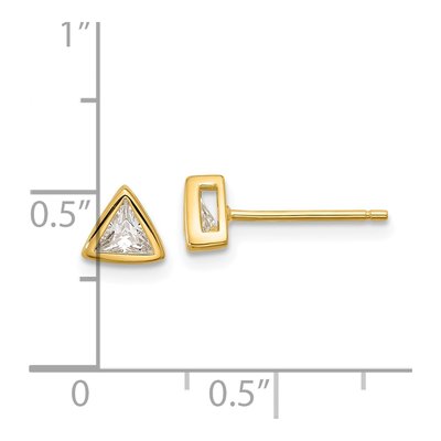 Gold-Plated Sterling Silver 4mm Trillion CZ Triangle Stud Earrings – view 5