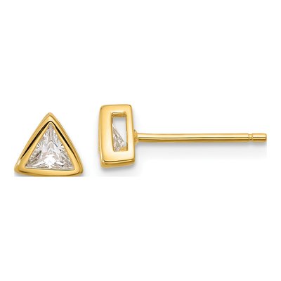 Gold-Plated Sterling Silver 4mm Trillion CZ Triangle Stud Earrings