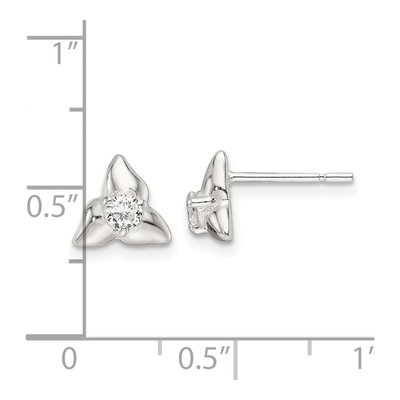 Sterling Silver 3mm Round CZ Triangular Stud Earrings – view 5