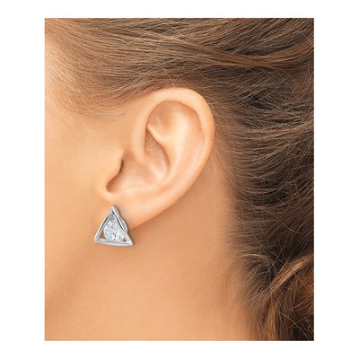 Sterling Silver 9mm Round CZ Triangle Stud Earrings – view 4