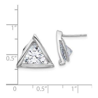 Sterling Silver 9mm Round CZ Triangle Stud Earrings – view 5