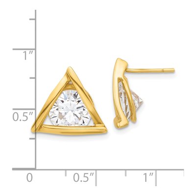 Gold-Plated Sterling Silver 9mm Round CZ Triangle Stud Earrings – view 5