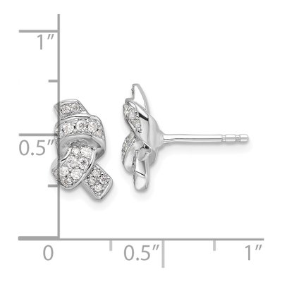 Sterling Silver Round CZ Knot Stud Earrings – view 5