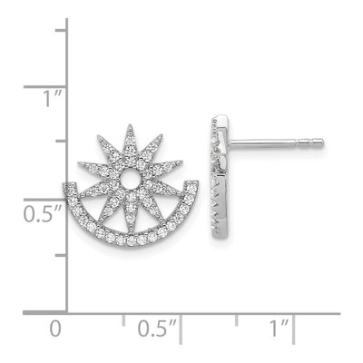 Sterling Silver Round CZ Half Circle Star Stud Earrings – view 5
