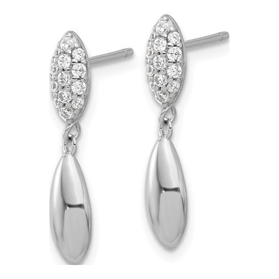 Sterling Silver CZ Teardrop Dangle Earrings – view 3