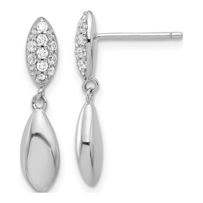 Sterling Silver CZ Teardrop Dangle Earrings