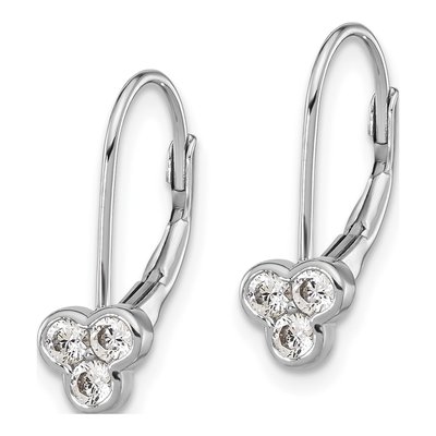 Sterling Silver CZ Leverback Earrings – view 3