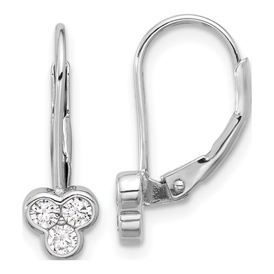 Sterling Silver CZ Leverback Earrings