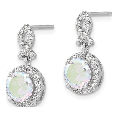 Sterling Silver CZ Iridescent Dangle Earrings – view 2