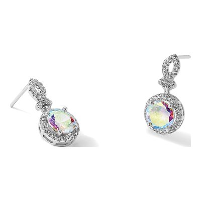 Sterling Silver CZ Iridescent Dangle Earrings – view 5