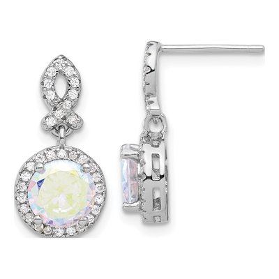 Sterling Silver CZ Iridescent Dangle Earrings