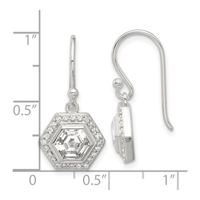 Sterling Silver CZ Hexagon Dangle Earrings – view 5