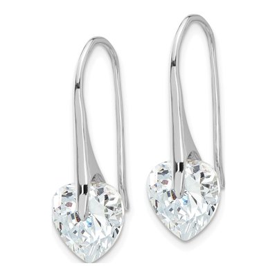 Sterling Silver CZ Heart Threader Earrings – view 3