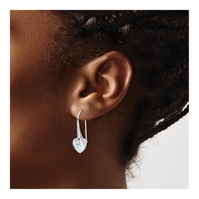 Sterling Silver CZ Heart Threader Earrings – view 4
