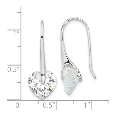 Sterling Silver CZ Heart Threader Earrings – view 5