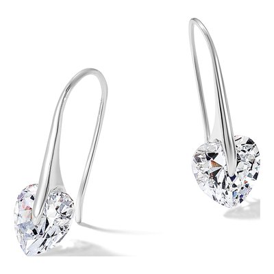 Sterling Silver CZ Heart Threader Earrings – view 6