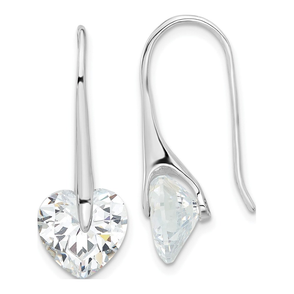 Sterling Silver Heart CZ Threader Earrings