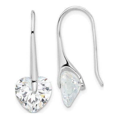 Sterling Silver CZ Heart Threader Earrings