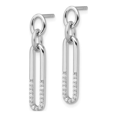 Sterling Silver CZ Link Dangle Earrings – view 3