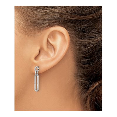Sterling Silver CZ Link Dangle Earrings – view 4