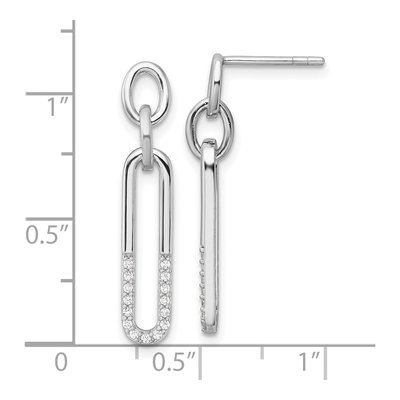 Sterling Silver CZ Link Dangle Earrings – view 5