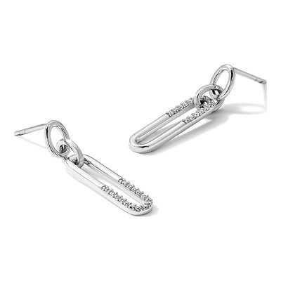 Sterling Silver CZ Link Dangle Earrings – view 6