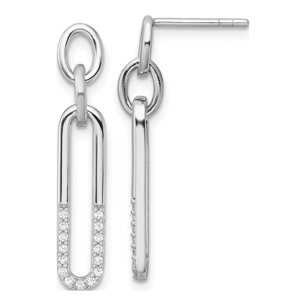 Sterling Silver CZ Link Dangle Earrings