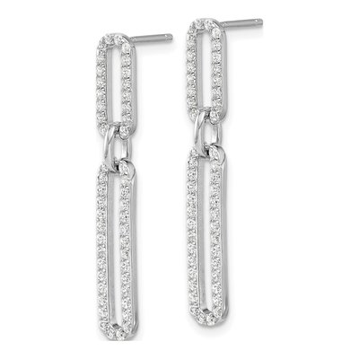 Sterling Silver CZ Paperclip Dangle Earrings – view 3