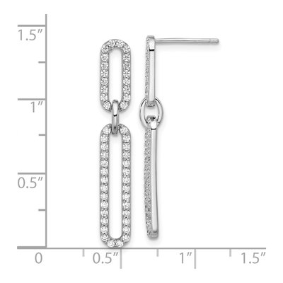 Sterling Silver CZ Paperclip Dangle Earrings – view 5