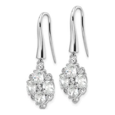 Sterling Silver CZ Cluster Dangle Earrings – view 3