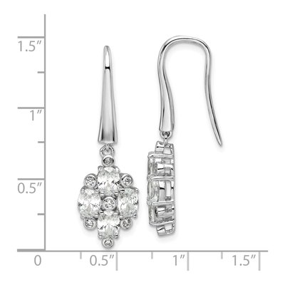 Sterling Silver CZ Cluster Dangle Earrings – view 5