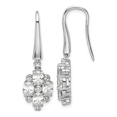 Sterling Silver CZ Cluster Dangle Earrings