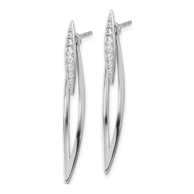 Sterling Silver CZ Curved Point Dangle Earrings – view 3